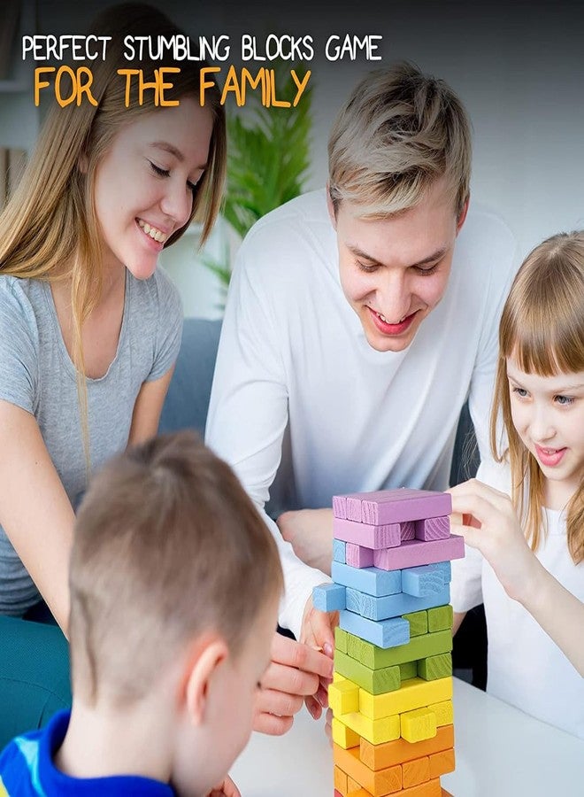 PLUSPOINT Wooden Stacking Blocks Balancing Tower Building Blocks Family Game Gift for Kids A Complete Game for All Ages (3-99) (Colorful Stacking Tower) - Image 4